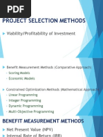 Project Selection Methods: Viability/Profitability of Investment