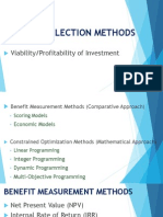 Project Selection Methods: Viability/Profitability of Investment