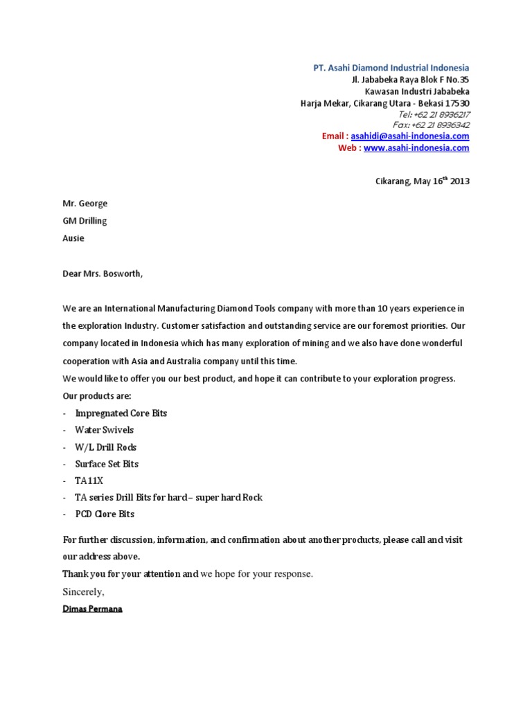Contoh Surat Confirmation Letter