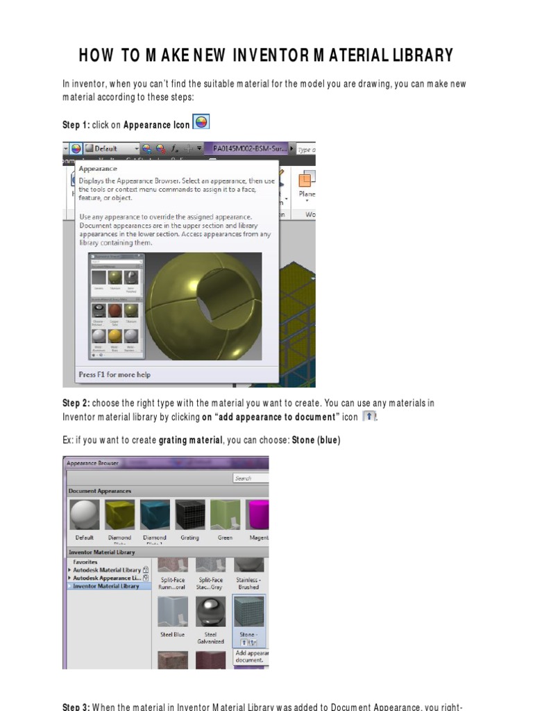 How To Make New Inventor Material Library PDF