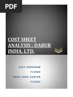 Cost Analysis Sheet Dabur