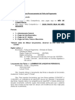 Roteiro Para Processamento Da Folha de Pagamento