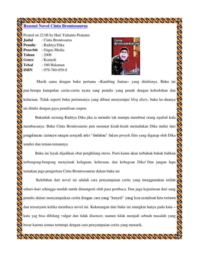 Contoh resensi novel raditya dika