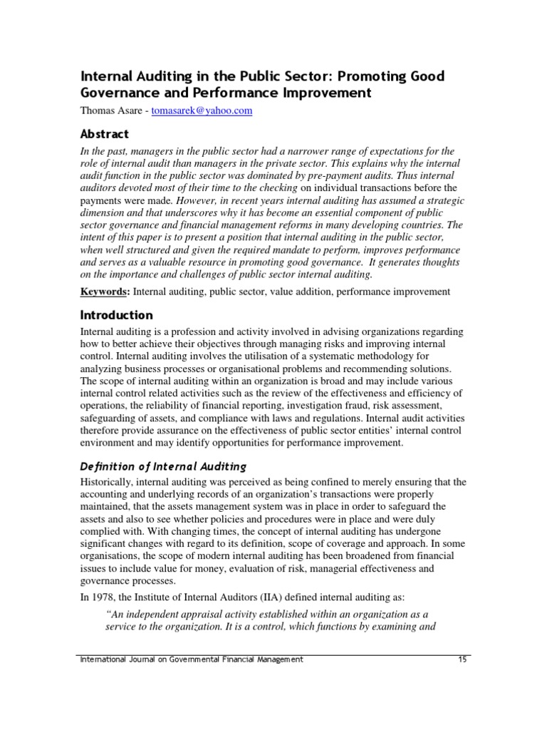 Enhancing Public Sector Internal Auditing | PDF | Internal Audit ...