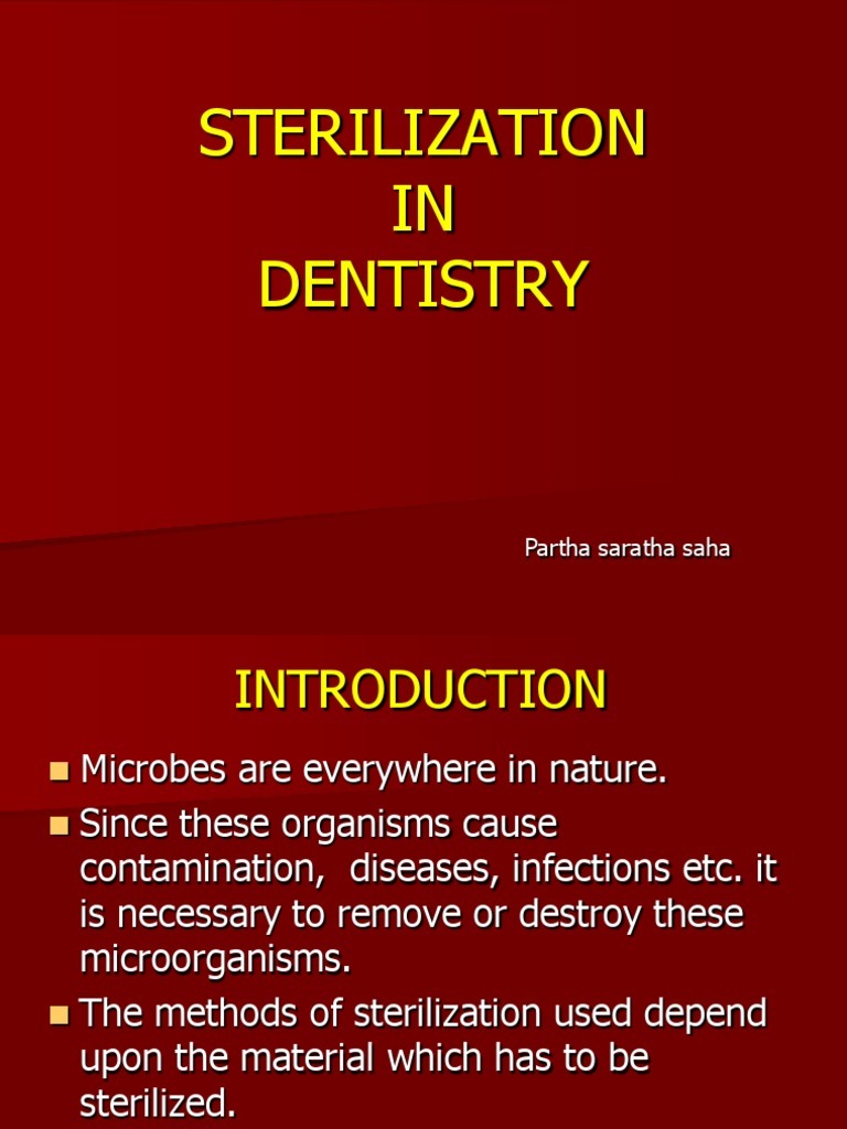 Sterilization in Dentistry PDF Sterilization (Microbiology) Disinfectant