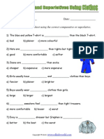 Comparatives and Superlatives Using Clothes Worksheet