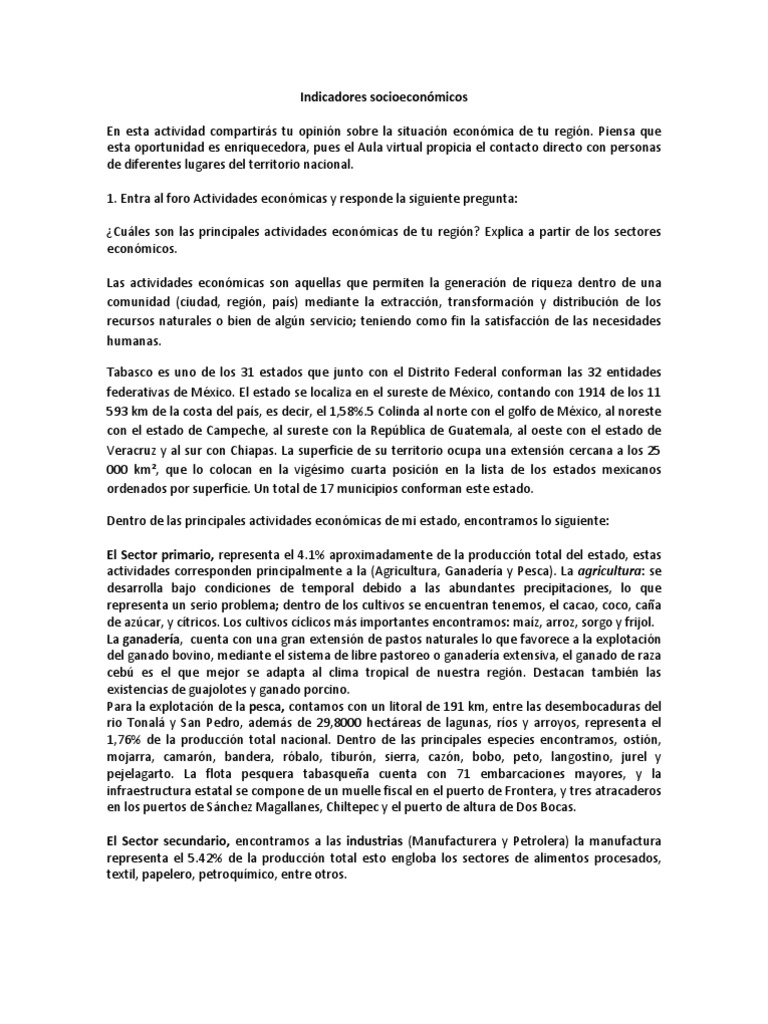 Actividades económicas en Tabasco | PDF | México | Petróleo
