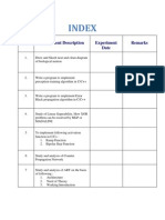 Index: Sr. No. Experiment Description Experiment Date Remarks