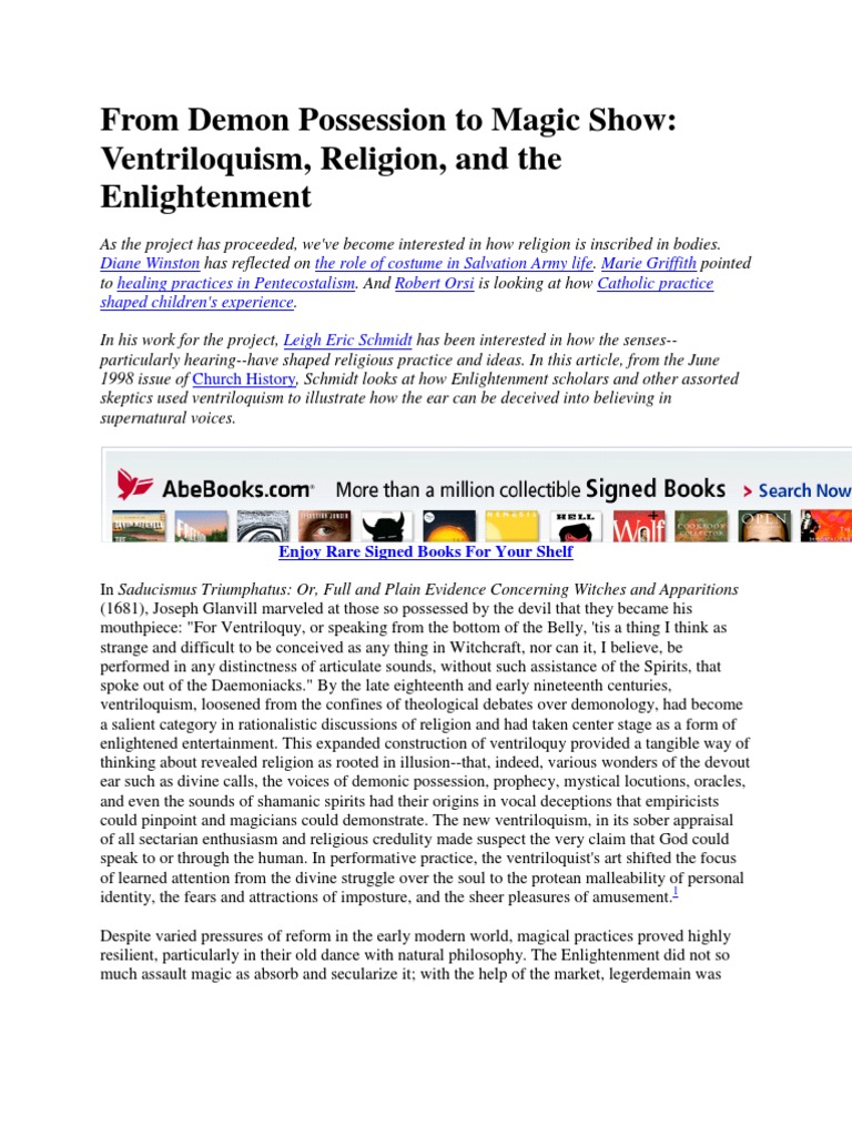 VENTRILOQUISM From Demon Possession To Magic Show PDF Magic