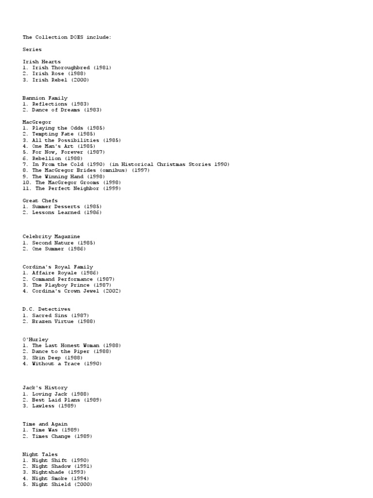 list of nora roberts books in order