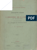 Sathas - Documents Inedits - Relatifs A L' Histoire de La Grece Au Moyen Age - Tome V