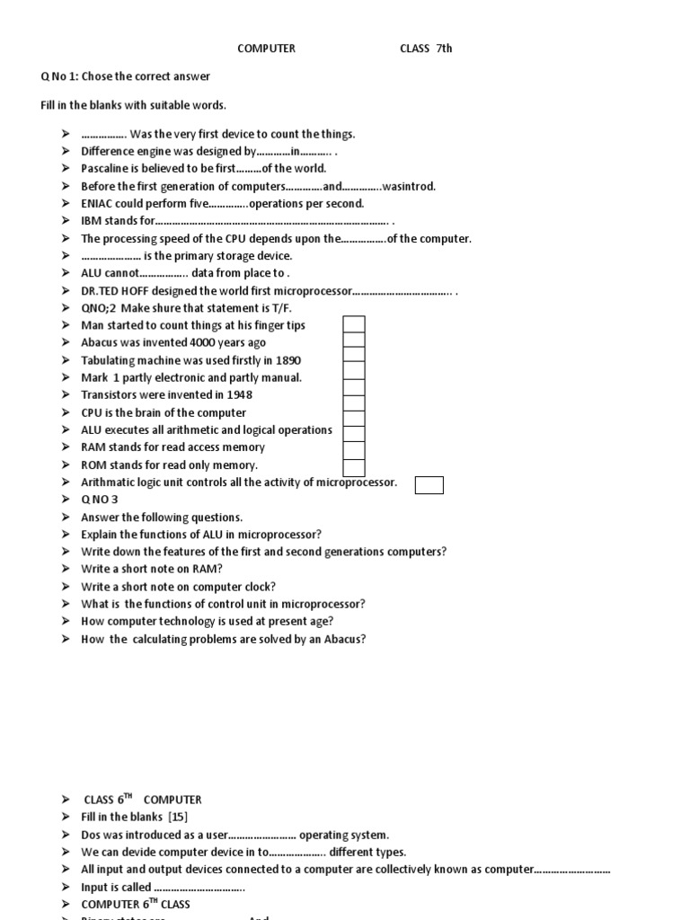 Computer Class 7th | PDF | Computer Data Storage | Central Processing Unit