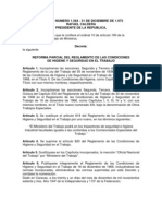 Reforma Parcial Del Reglamento de Las Condiciones de Higienes y Seguridad en El Trabajo