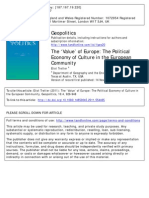 The ‘Value’ of Europe The Political Economy of Culture in the European Community 2011
