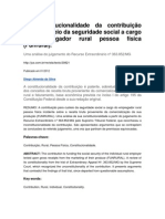 Da constitucionalidade da contribuição para o custeio da seguridade social a cargo do empregador rural pessoa física