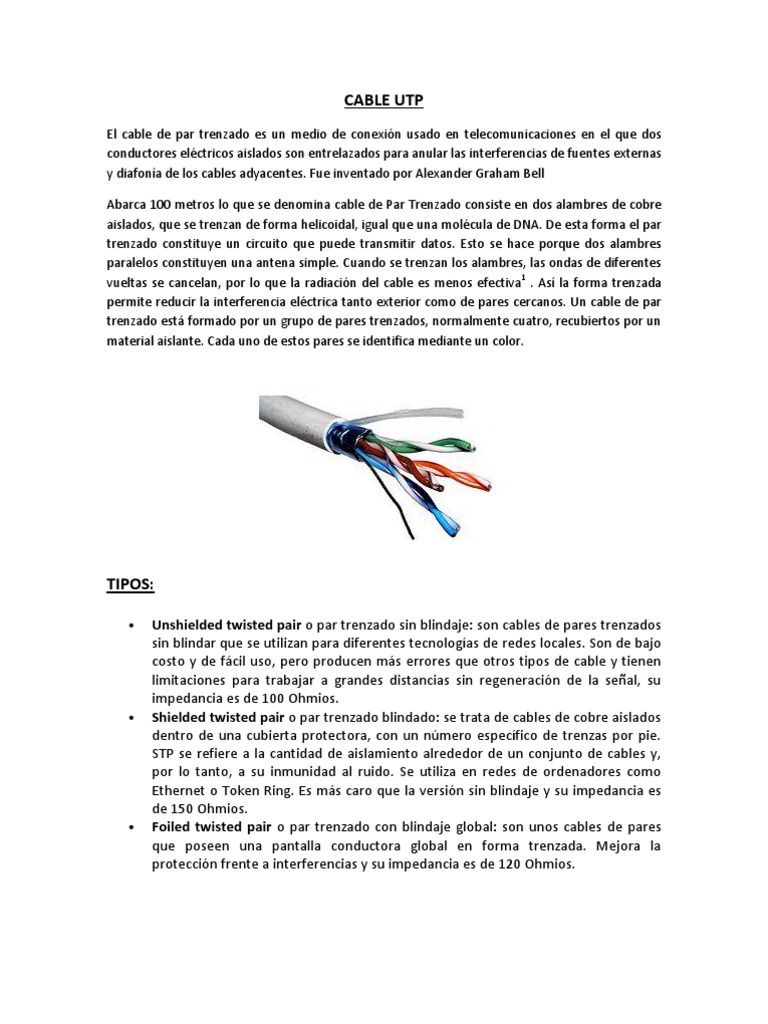 Cable Utp | PDF | Protocolos de capa física | Telecomunicaciones