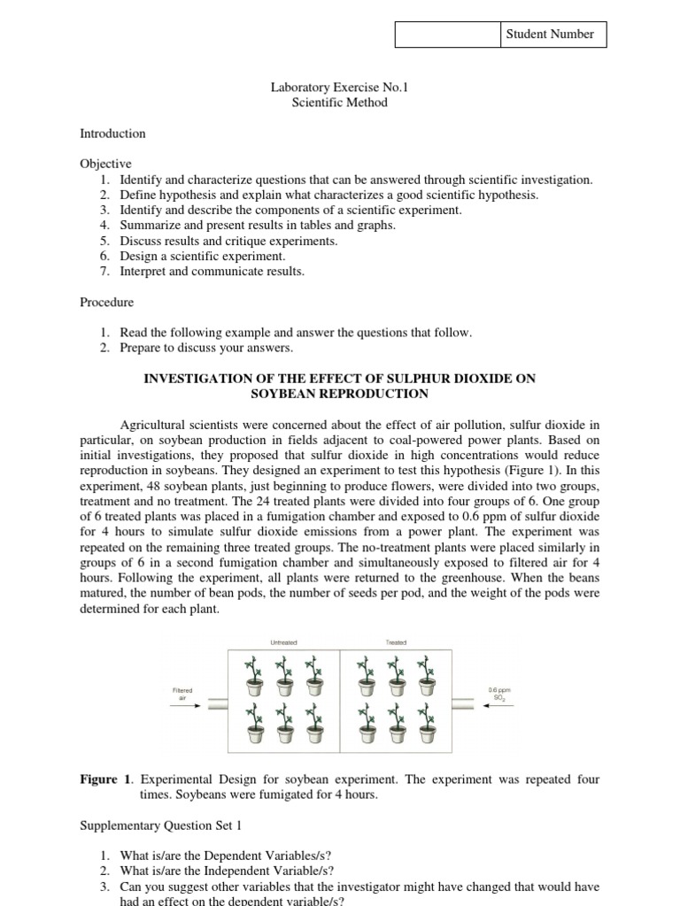 Laboratory Exercise No.1 Experiment Scientific Method