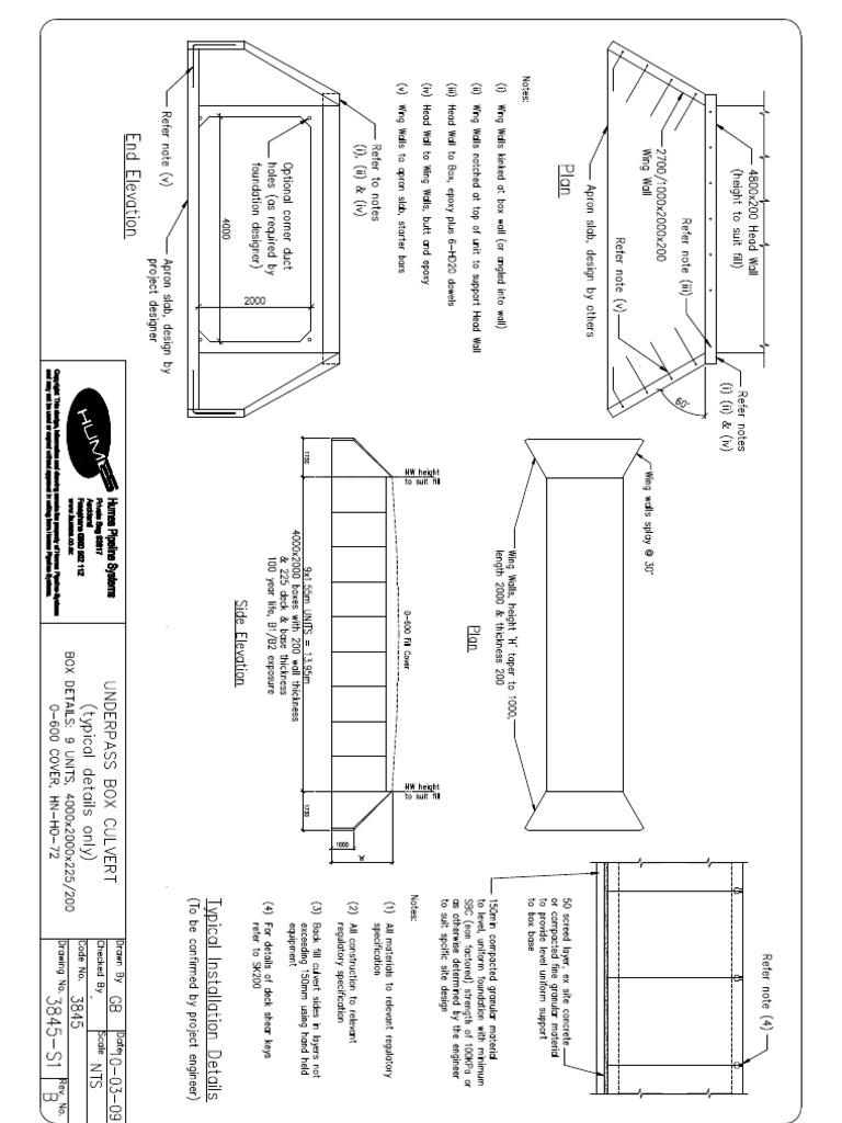 Standard Box Culvert Design Details | PDF | Prestressed Concrete ...