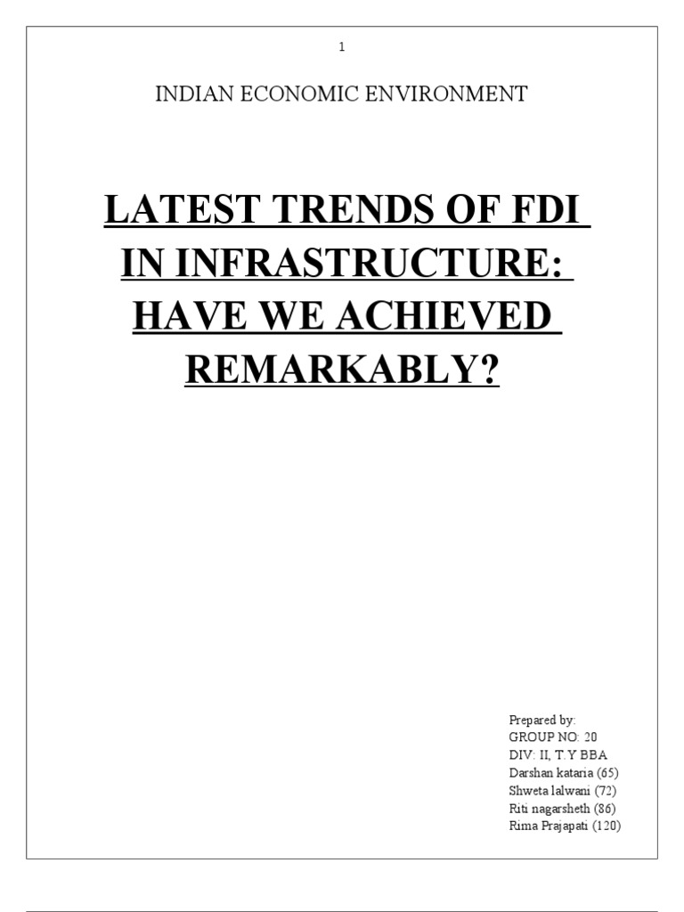 Latest Trends of FDI in Infrastructure | PDF