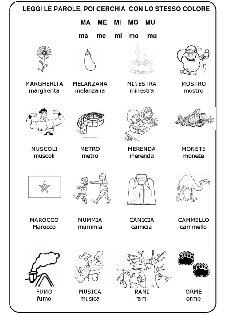 Sillabe MA ME MI MO MU