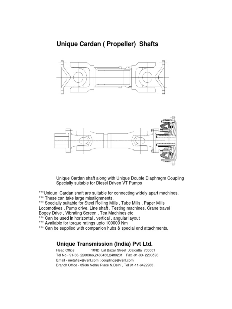 Industrial Cardan Shafts Guide | PDF | Lubricant | Transmission (Mechanics)