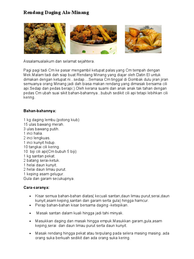 Rendang Daging Ala Minang Pdf