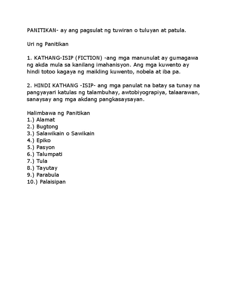 5 Genre Ng Panitikan