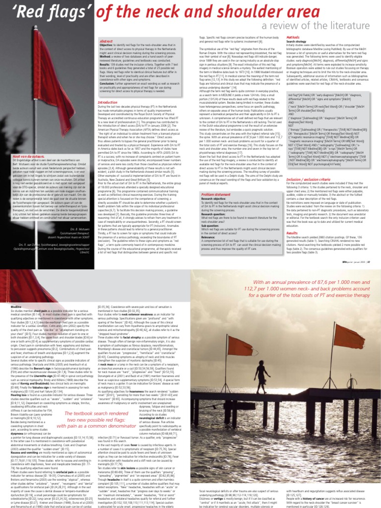 Red Flags of the Shoulder and Neck Headache Physical Therapy