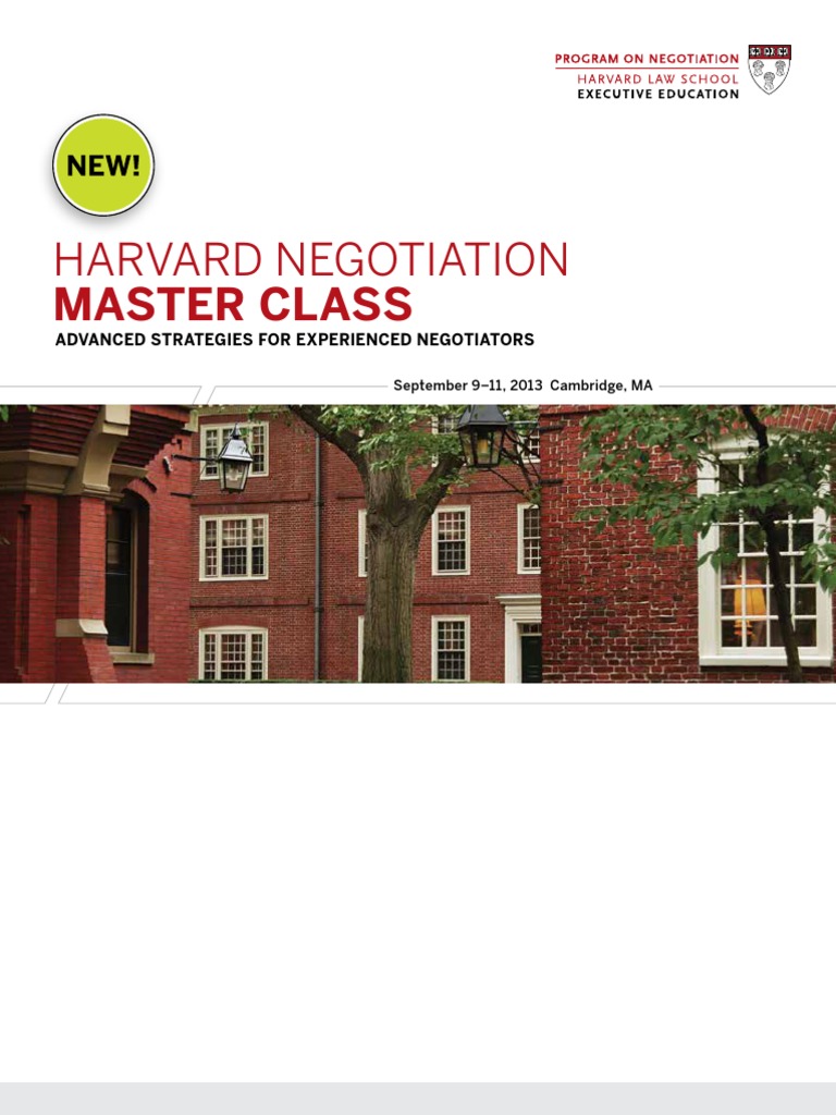 Harvard Negotiation Master Class - PON - Program on Negotiation at