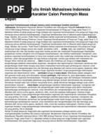 Download Contoh Karya Tulis Ilmiah Mahasiswa Indonesia Cerdas Dan Berkarakter Calon Pemimpin Masa Depan by Han Yudinata SN148991904 doc pdf