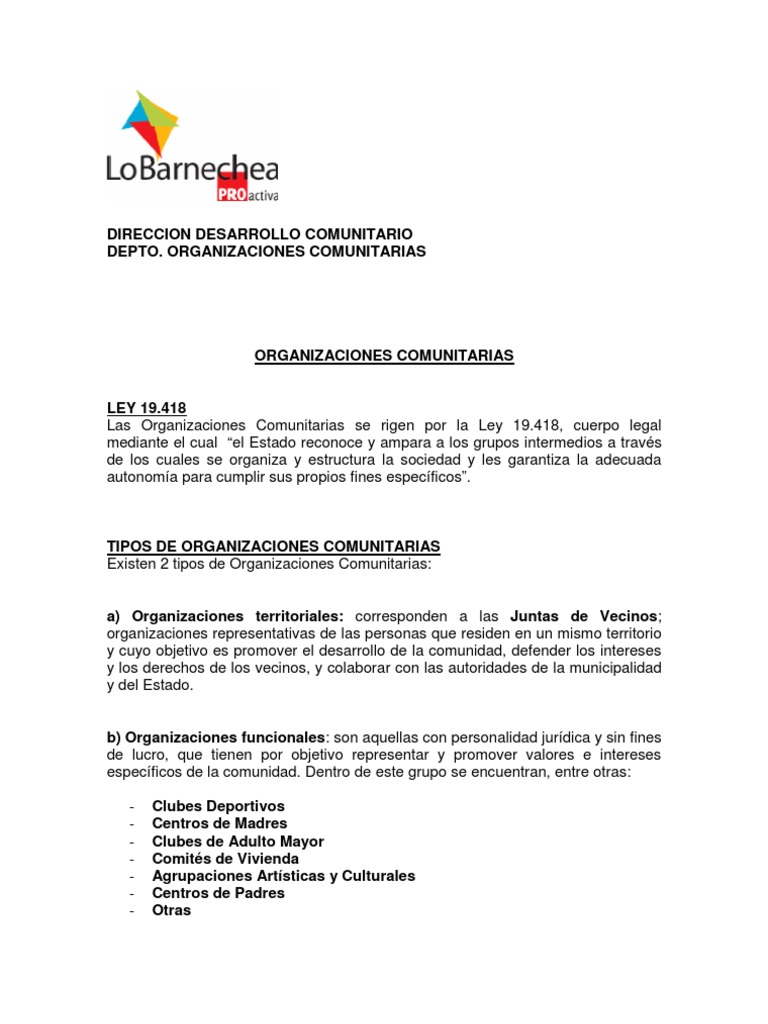 Cómo formar una junta de vecinos en Chile | PDF | Votación | Estado ...