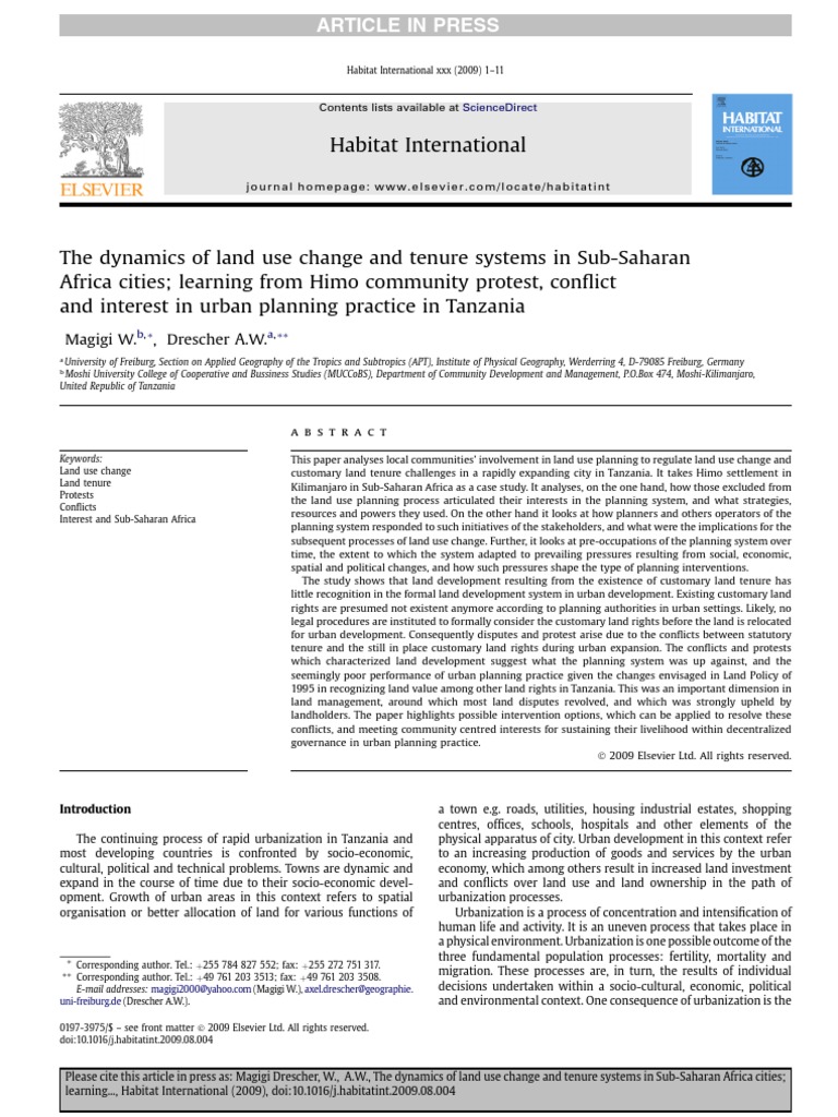 Land Use Change in Sub-Saharan Africa | PDF | Urbanization | Economic ...