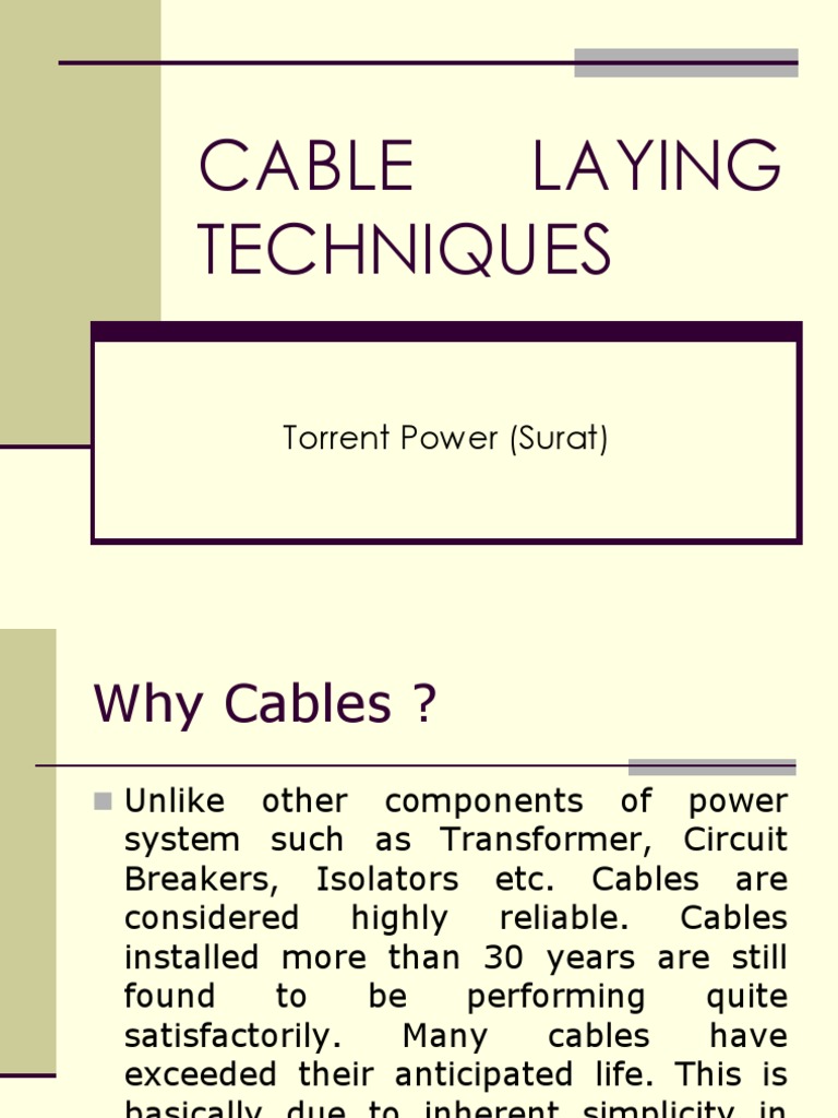 Cable Laying Techniques at Torrent Power | PDF | Cable | Electrical ...