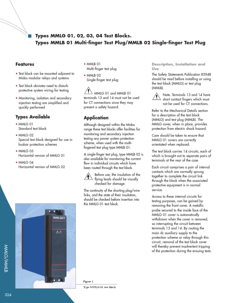 MMLG/MMLB Test Block Overview | PDF | Electrical Connector | Ac Power ...