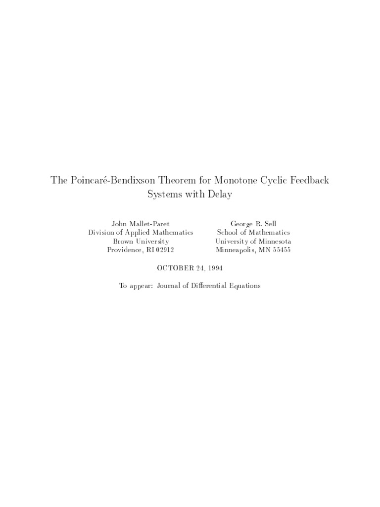 The Poincare-Bendixson Theorem For Monotone Cyclic Feedback Systems ...