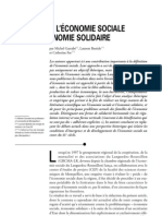 Identité de L'Économie Sociale Et de L'Économie Solidaire