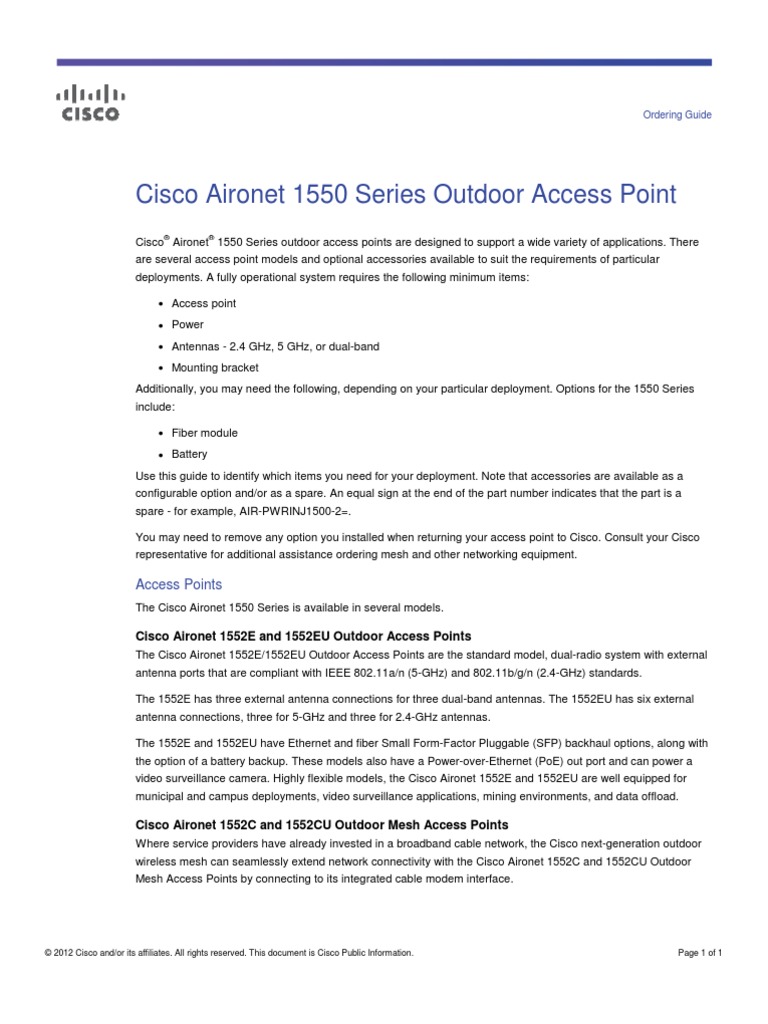 Cisco Ap1550series Data Sheet c78-719520 | PDF | Wireless Access Point ...
