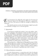 I - Apresentação: Súmula: Política Nacional de Educação Especial Na Perspectiva Da Educação Inclusiva