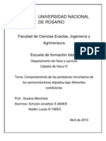 Comportamiento de Los Portadores Minoritarios de Los Semiconductores Dopados Bajo Diferentes Condiciones