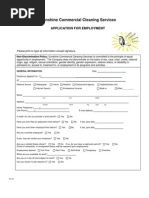 Sunshine Commercial Cleaning Services: Application For Employment