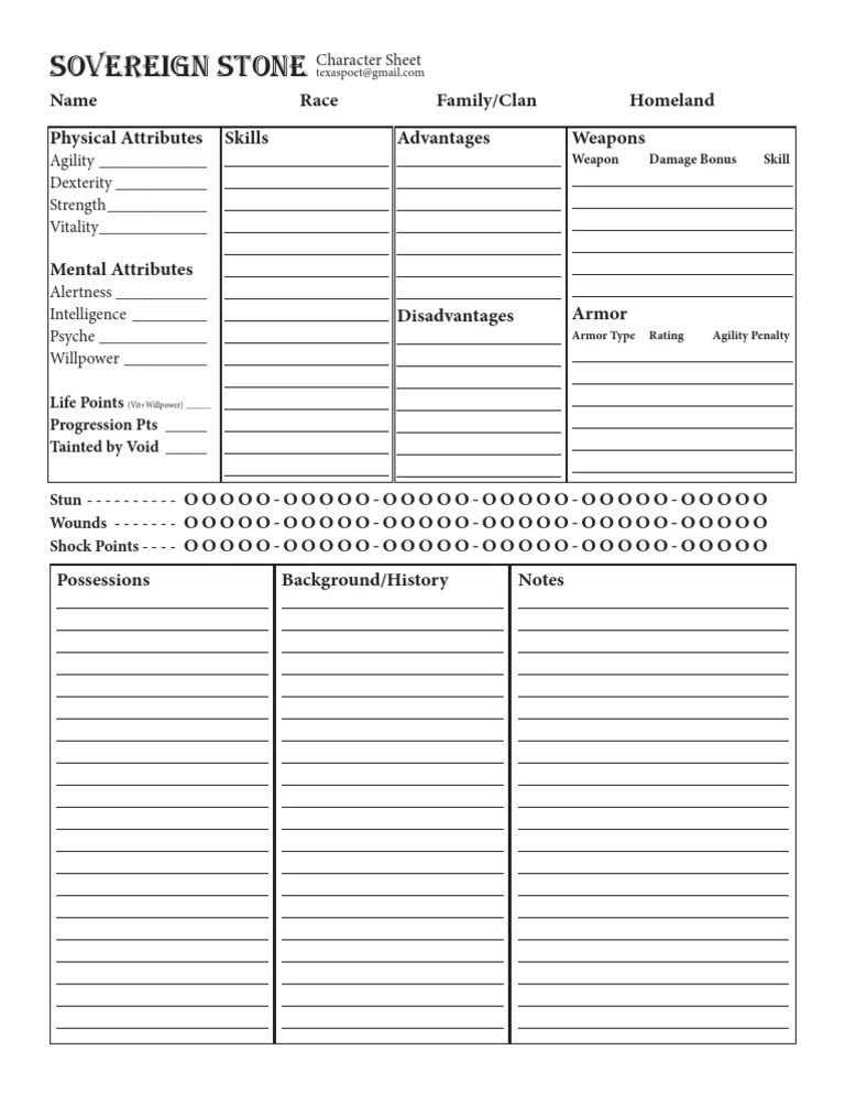Sovereign Stone Character Sheet (Cortex) | PDF