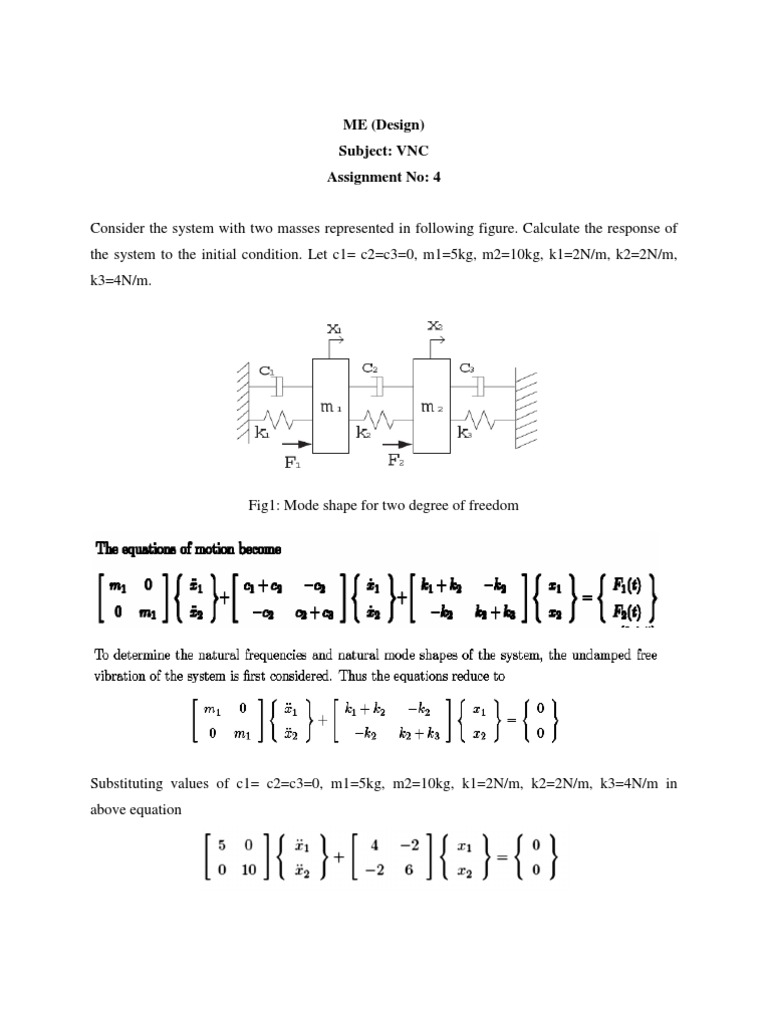 Eigenvalue Analysis of Two-Mass System | PDF
