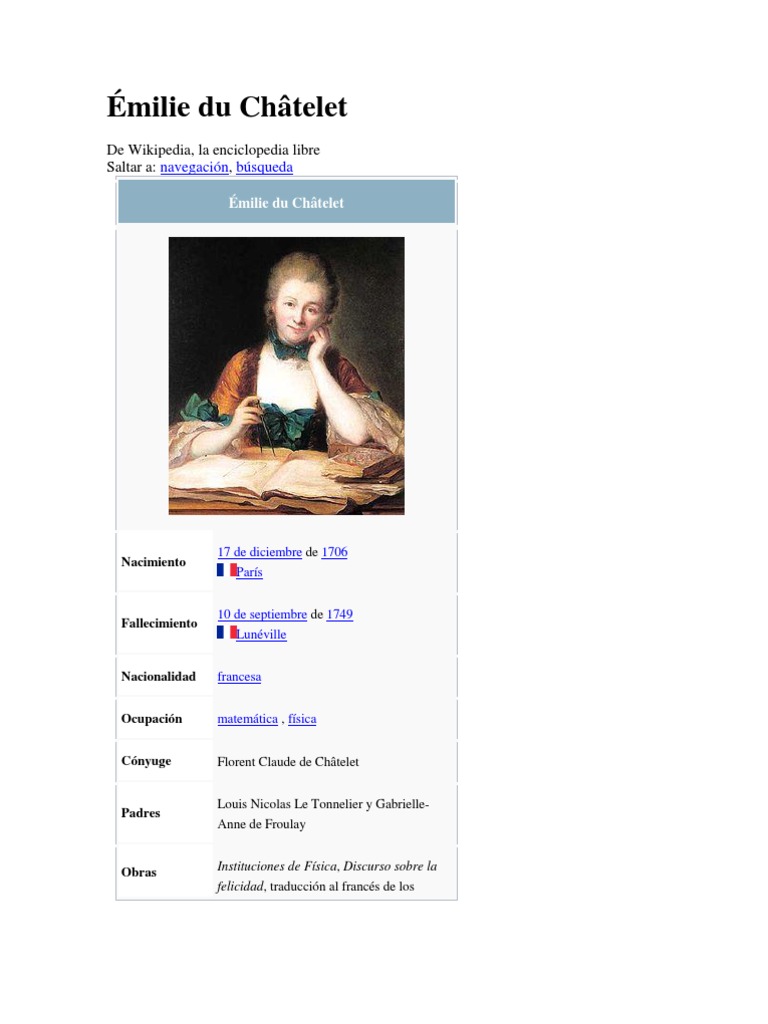 Émilie Du Châtelet | PDF | Voltaire | Science