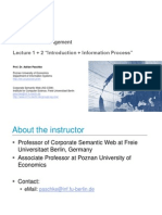 Information Management Lecture 1 + 2 "Introduction + Information Process"