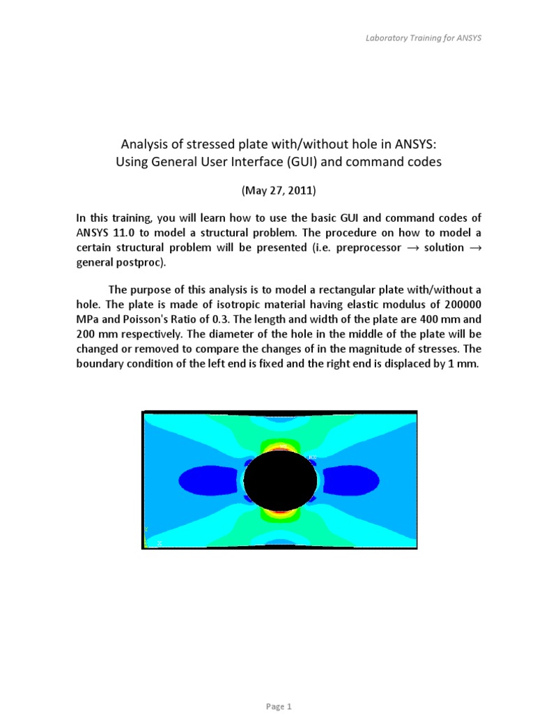 Stress Analysis of Plate with Hole | PDF | Elasticity (Physics ...