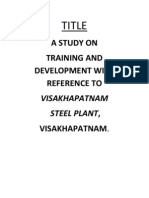 A Study On Training and Development With Visakhapatnam Steel Plant