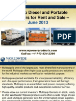 Multiquip Diesel and Portable Generators for Rent and Sale - June 2013
