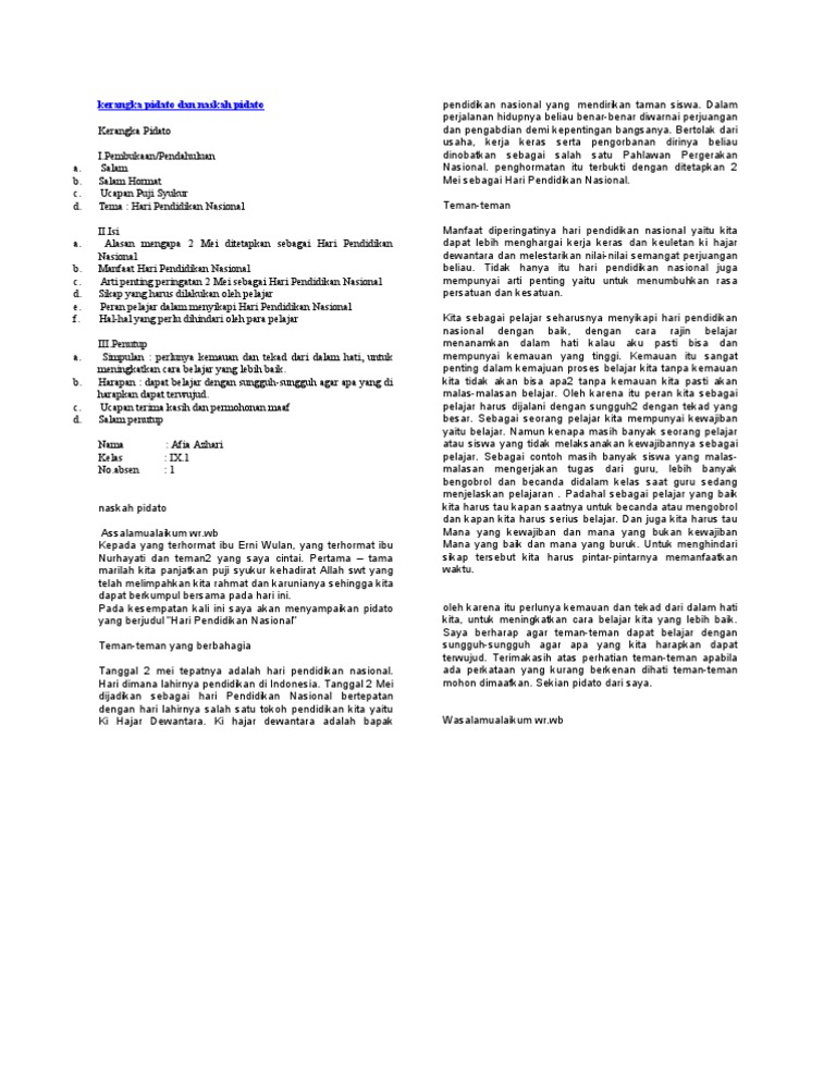 Kerangka Pidato Dan Naskah Pidato