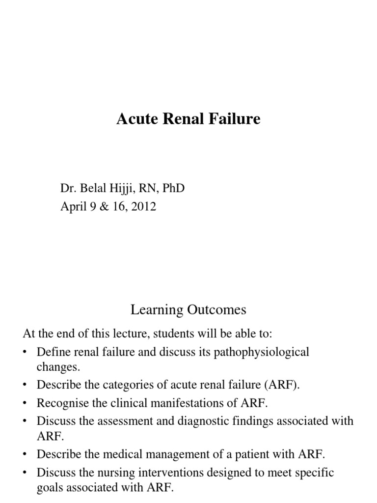 Acute Renal Failure: Nursing Management | PDF | Kidney | Renal Function