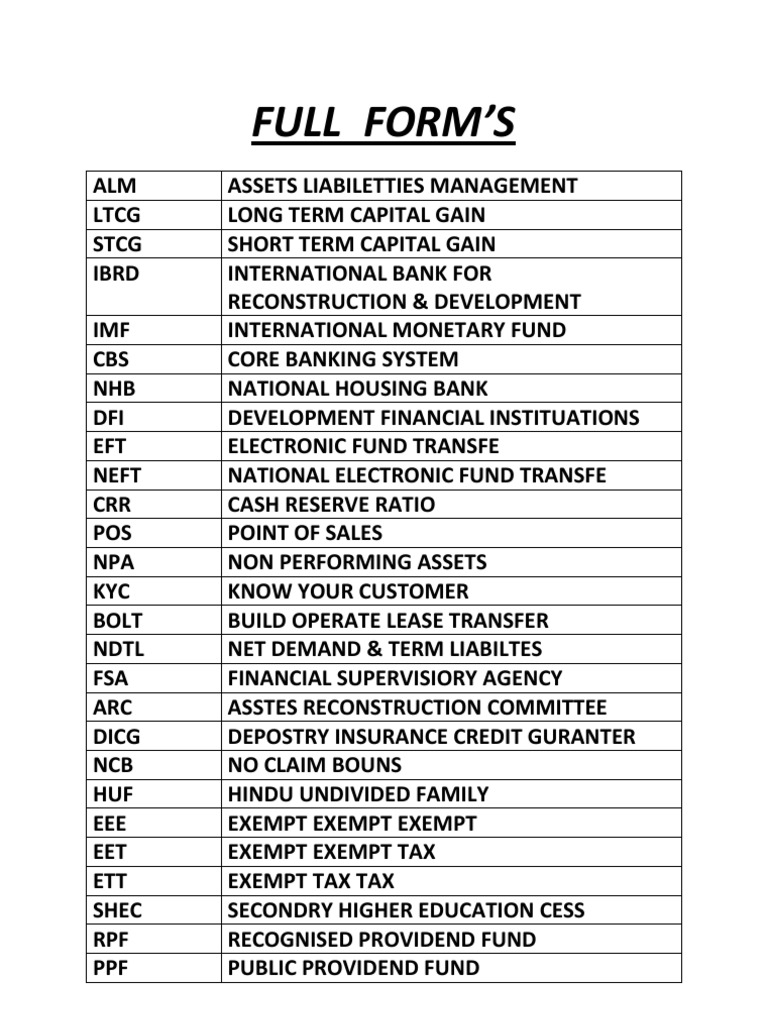 Full Form PDF Banks Insurance